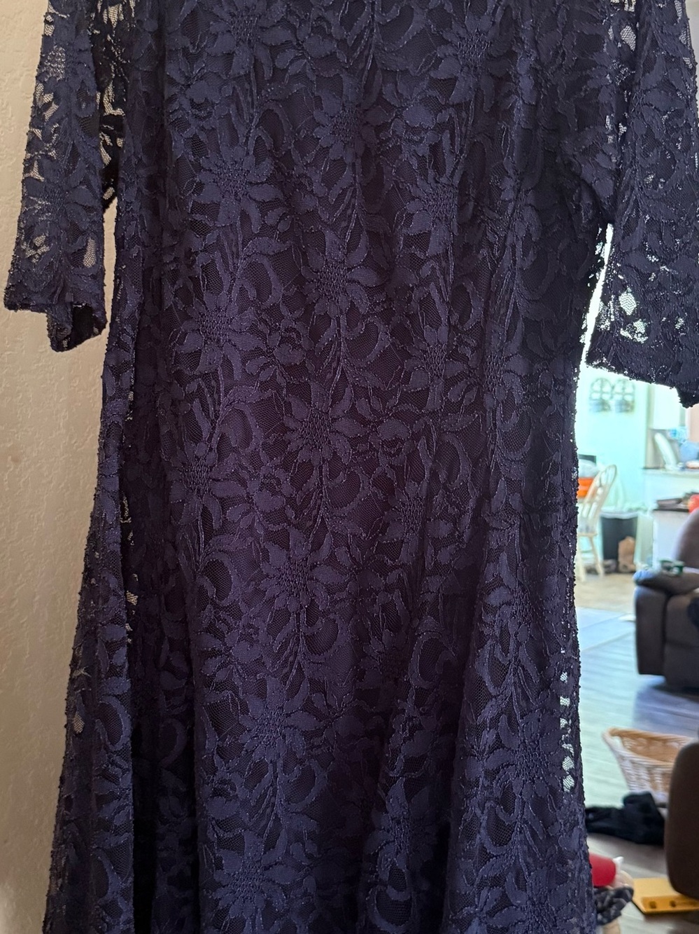 Rabbit Rabbit Rabbit Navy Floral Lace Midi Dress